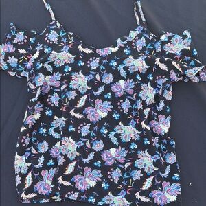 Floral Off-Shoulder Cami Top - Black, Medium